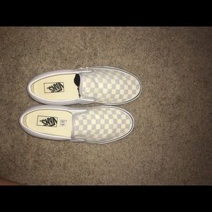 Grey and White Checkered Vans (size 10.5)